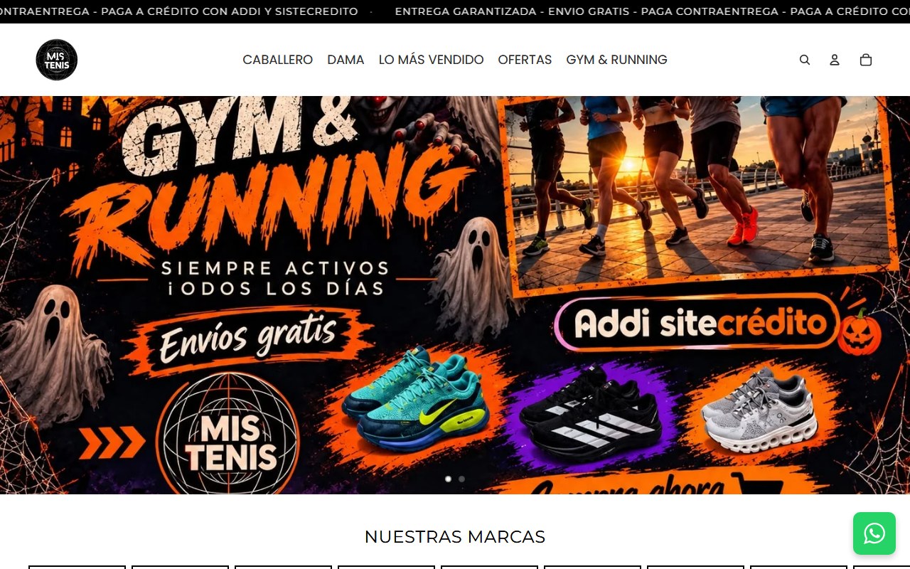 Captura del sitio de Mis Tenis Online