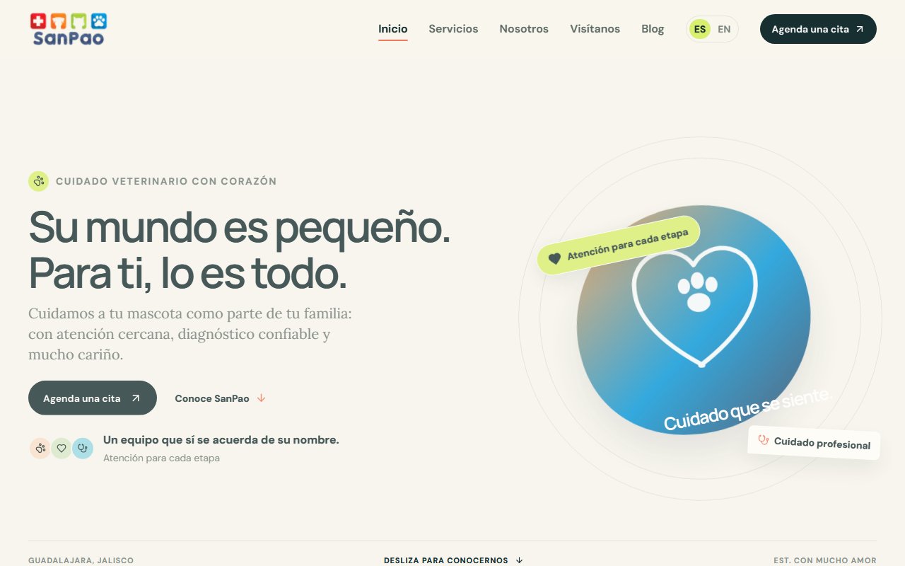 Captura del sitio de SanPao Veterinaria